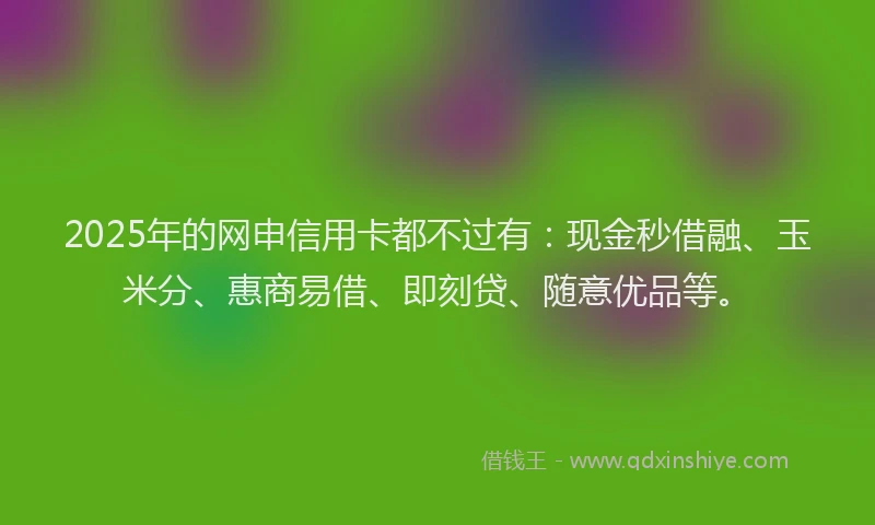 2025年的网申信用卡都不过有：现金秒借融、玉米分、惠商易借、即刻贷、随意优品等。