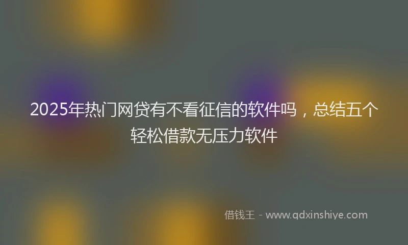 2025年热门网贷有不看征信的软件吗，总结五个轻松借款无压力软件