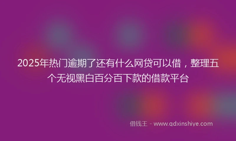 2025年热门逾期了还有什么网贷可以借，整理五个无视黑白百分百下款的借款平台