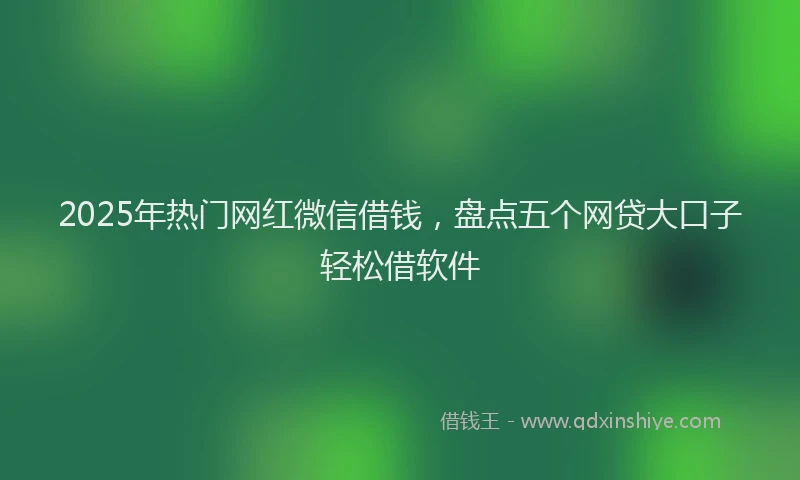 2025年热门网红微信借钱，盘点五个网贷大口子轻松借软件