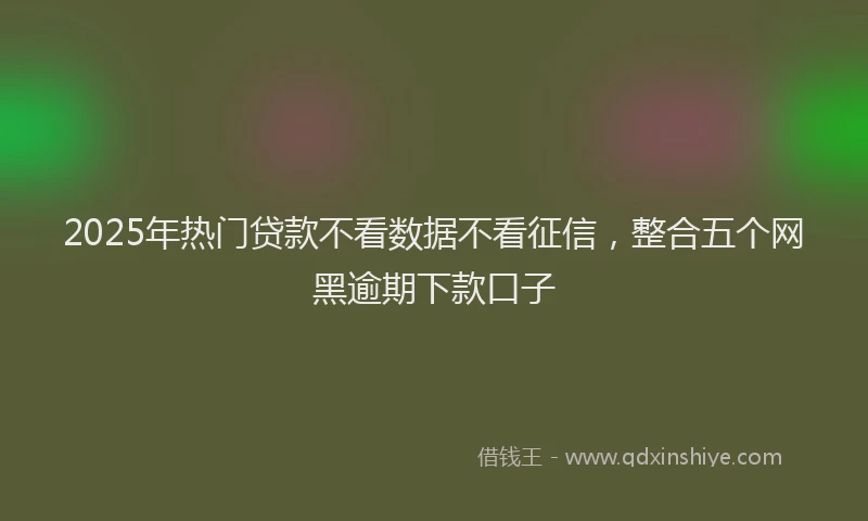 2025年热门贷款不看数据不看征信，整合五个网黑逾期下款口子