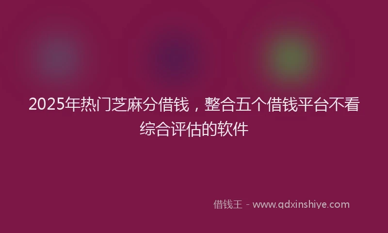 2025年热门芝麻分借钱，整合五个借钱平台不看综合评估的软件
