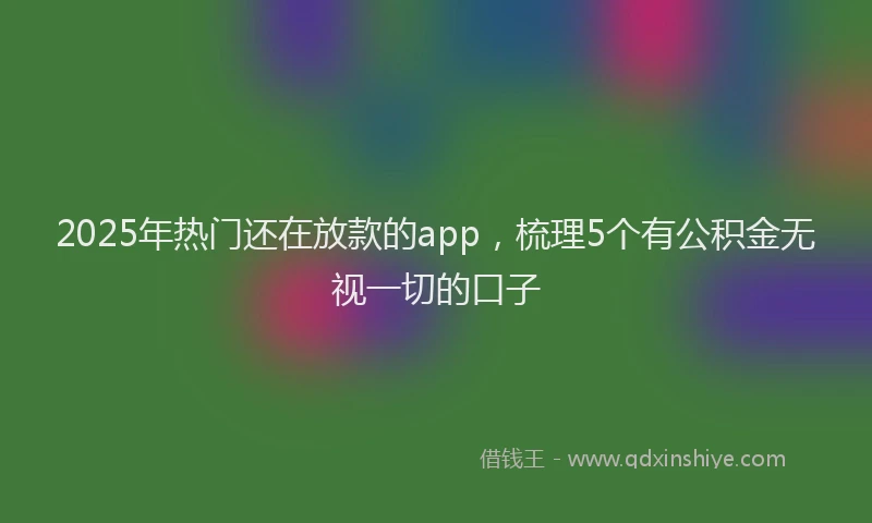 2025年热门还在放款的app，梳理5个有公积金无视一切的口子