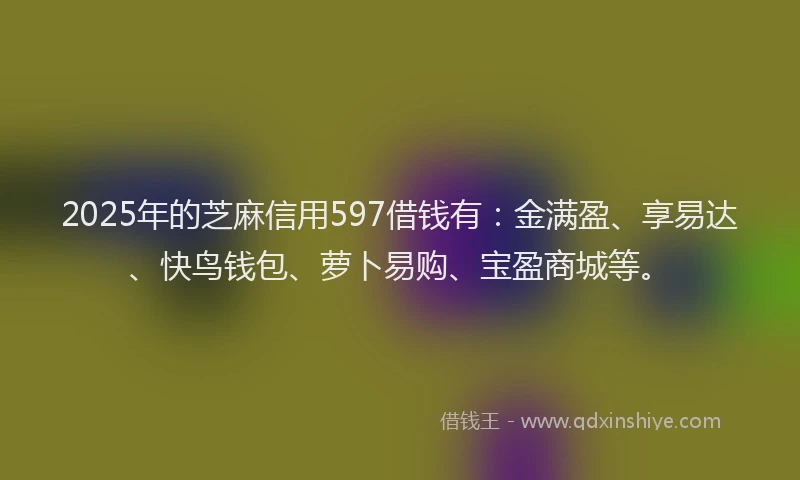 2025年的芝麻信用597借钱有：金满盈、享易达、快鸟钱包、萝卜易购、宝盈商城等。