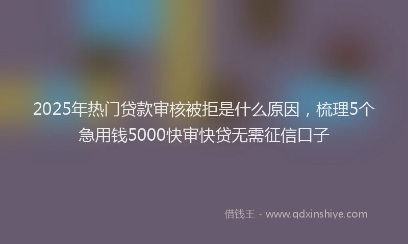 2025年热门贷款审核被拒是什么原因，梳理5个急用钱5000快审快贷无需征信口子