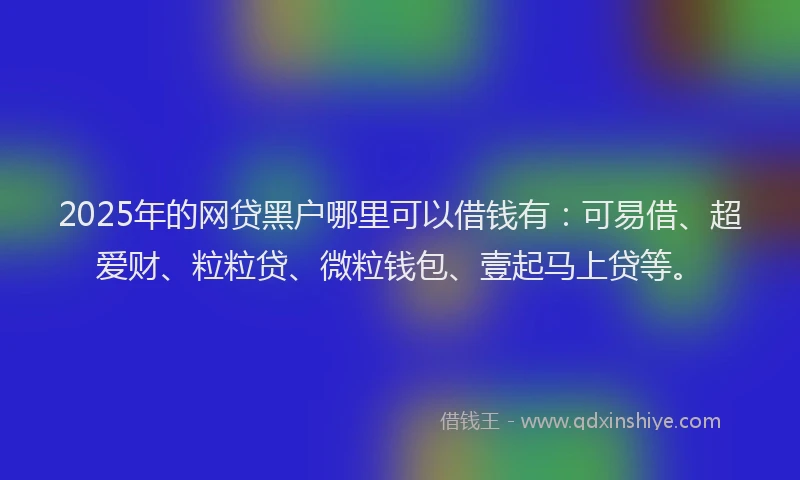 2025年的网贷黑户哪里可以借钱有：可易借、超爱财、粒粒贷、微粒钱包、壹起马上贷等。