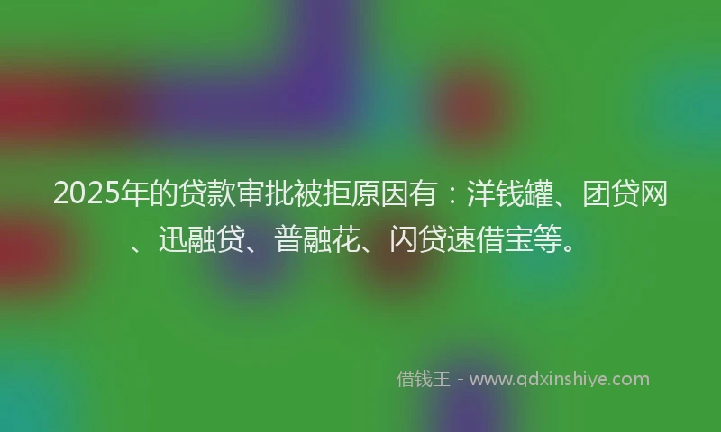 2025年的贷款审批被拒原因有：洋钱罐、团贷网、迅融贷、普融花、闪贷速借宝等。