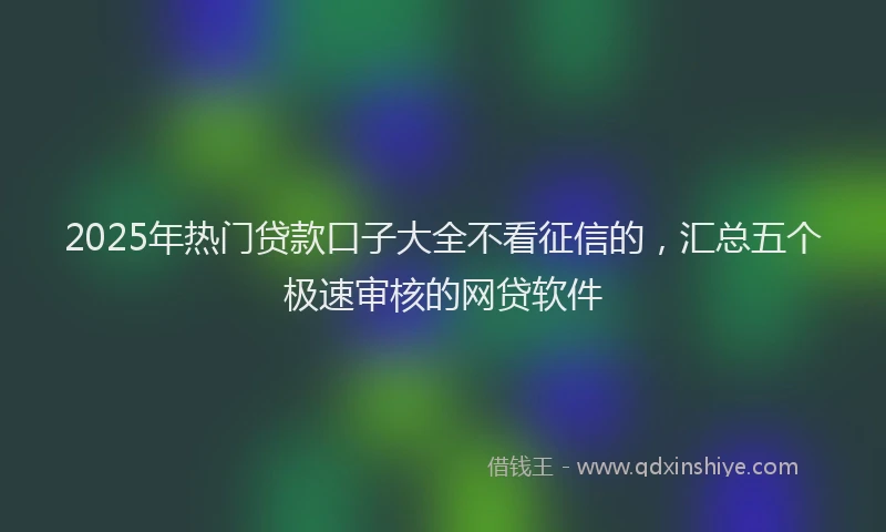 2025年热门贷款口子大全不看征信的，汇总五个极速审核的网贷软件