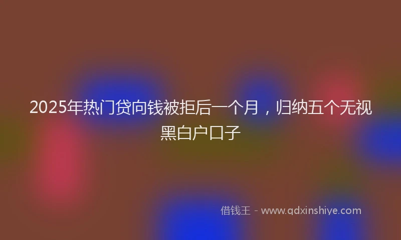 2025年热门贷向钱被拒后一个月，归纳五个无视黑白户口子
