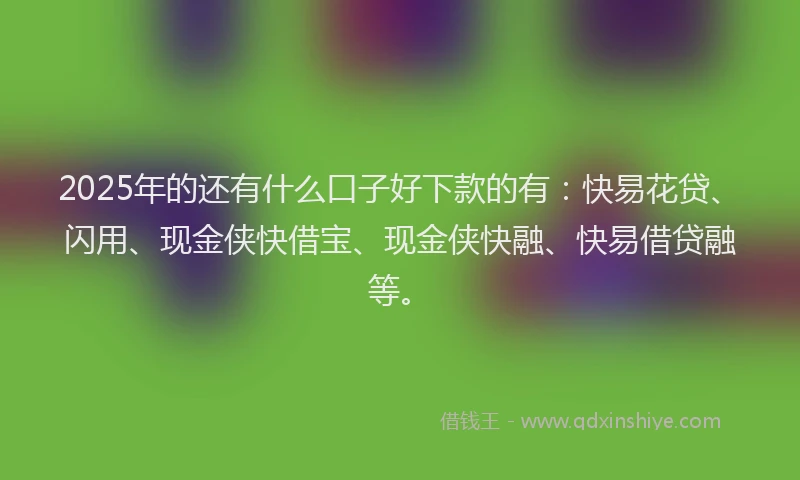 2025年的还有什么口子好下款的有：快易花贷、闪用、现金侠快借宝、现金侠快融、快易借贷融等。