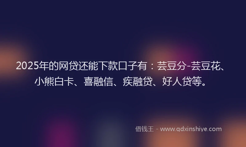 2025年的网贷还能下款口子有：芸豆分-芸豆花、小熊白卡、喜融信、疾融贷、好人贷等。