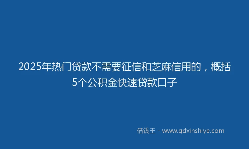 2025年热门贷款不需要征信和芝麻信用的，概括5个公积金快速贷款口子