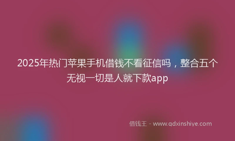 2025年热门苹果手机借钱不看征信吗，整合五个无视一切是人就下款app