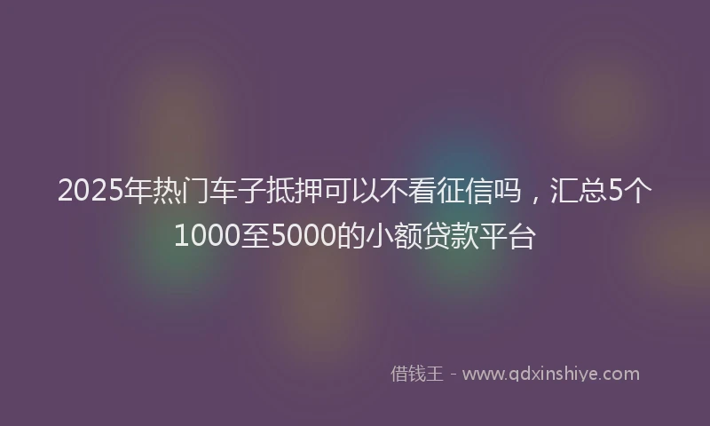 2025年热门车子抵押可以不看征信吗，汇总5个1000至5000的小额贷款平台