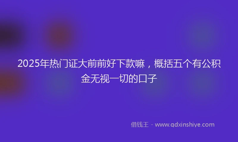 2025年热门证大前前好下款嘛，概括五个有公积金无视一切的口子