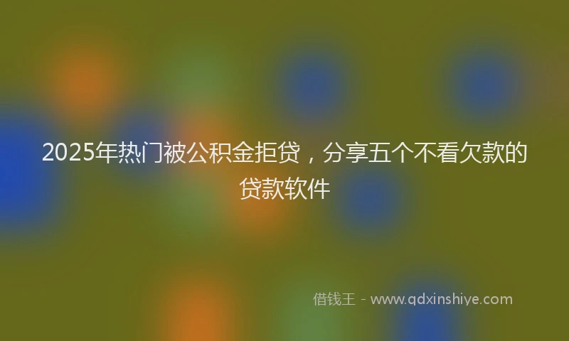 2025年热门被公积金拒贷，分享五个不看欠款的贷款软件