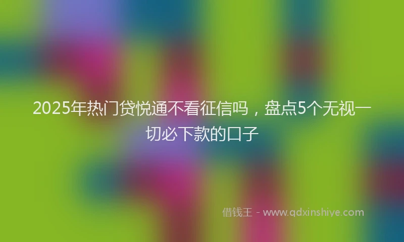 2025年热门贷悦通不看征信吗，盘点5个无视一切必下款的口子