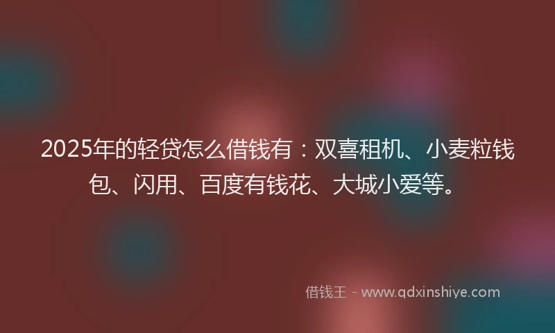 2025年的轻贷怎么借钱有：双喜租机、小麦粒钱包、闪用、百度有钱花、大城小爱等。