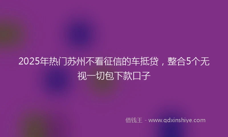 2025年热门苏州不看征信的车抵贷，整合5个无视一切包下款口子