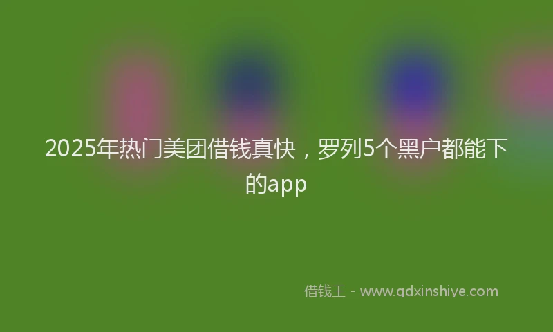2025年热门美团借钱真快，罗列5个黑户都能下的app