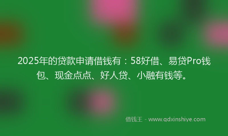 2025年的贷款申请借钱有：58好借、易贷Pro钱包、现金点点、好人贷、小融有钱等。