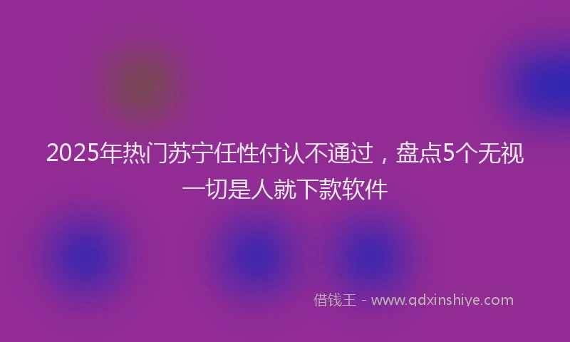 2025年热门苏宁任性付认不通过，盘点5个无视一切是人就下款软件