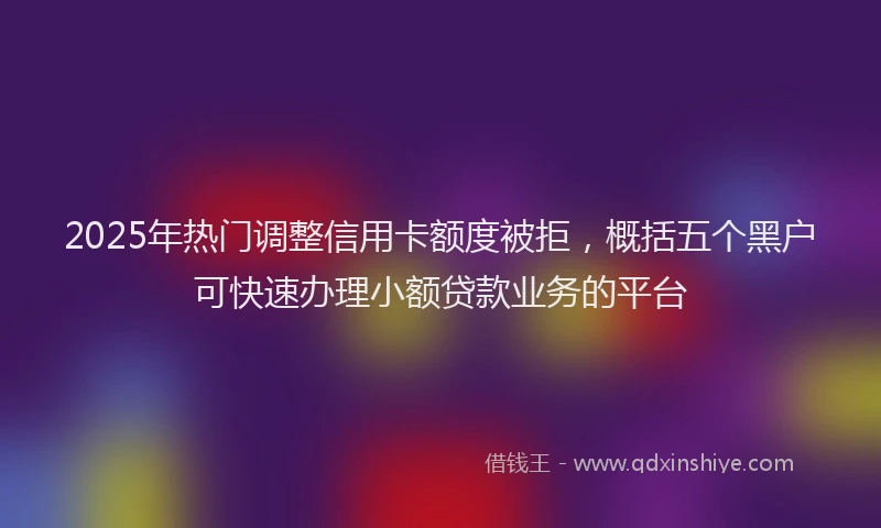 2025年热门调整信用卡额度被拒，概括五个黑户可快速办理小额贷款业务的平台