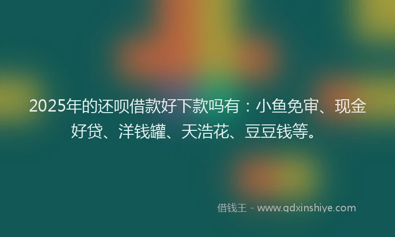 2025年的还呗借款好下款吗有：小鱼免审、现金好贷、洋钱罐、天浩花、豆豆钱等。