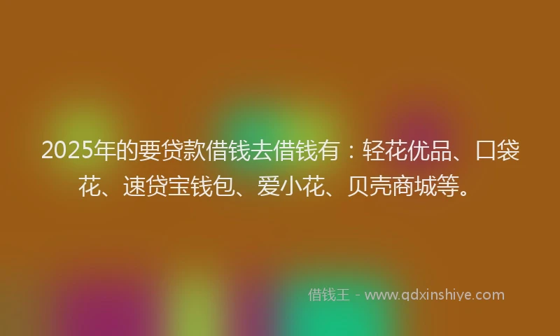 2025年的要贷款借钱去借钱有：轻花优品、口袋花、速贷宝钱包、爱小花、贝壳商城等。