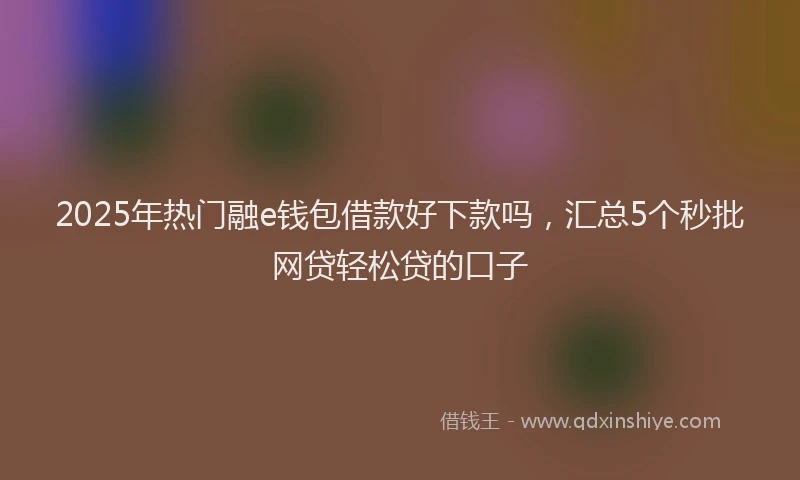 2025年热门融e钱包借款好下款吗，汇总5个秒批网贷轻松贷的口子