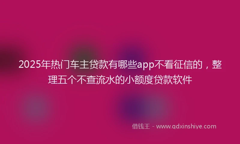 2025年热门车主贷款有哪些app不看征信的，整理五个不查流水的小额度贷款软件