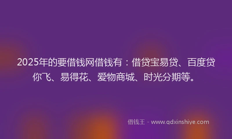 2025年的要借钱网借钱有：借贷宝易贷、百度贷你飞、易得花、爱物商城、时光分期等。