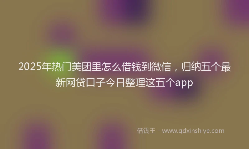 2025年热门美团里怎么借钱到微信，归纳五个最新网贷口子今日整理这五个app