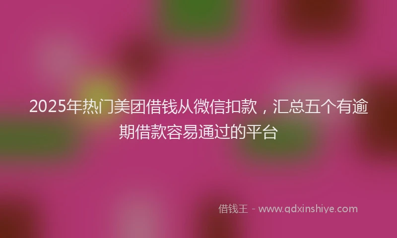 2025年热门美团借钱从微信扣款，汇总五个有逾期借款容易通过的平台