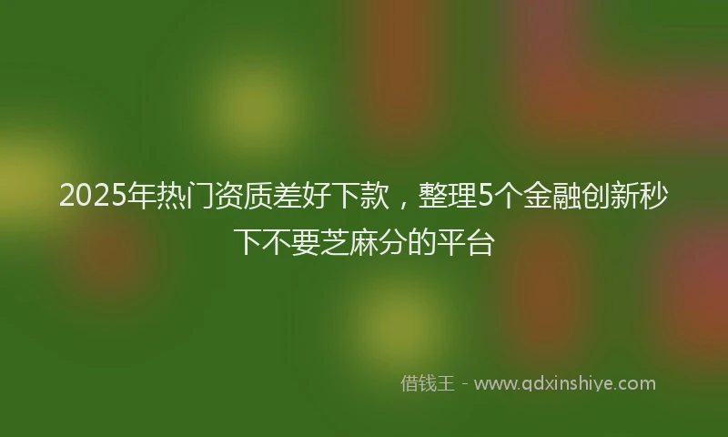 2025年热门资质差好下款，整理5个金融创新秒下不要芝麻分的平台