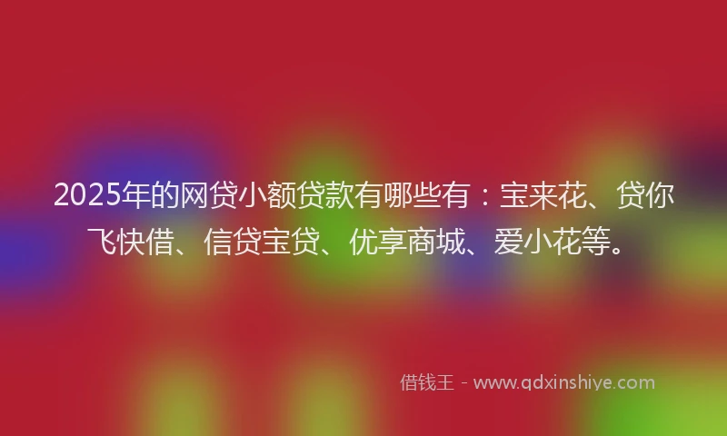 2025年的网贷小额贷款有哪些有：宝来花、贷你飞快借、信贷宝贷、优享商城、爱小花等。