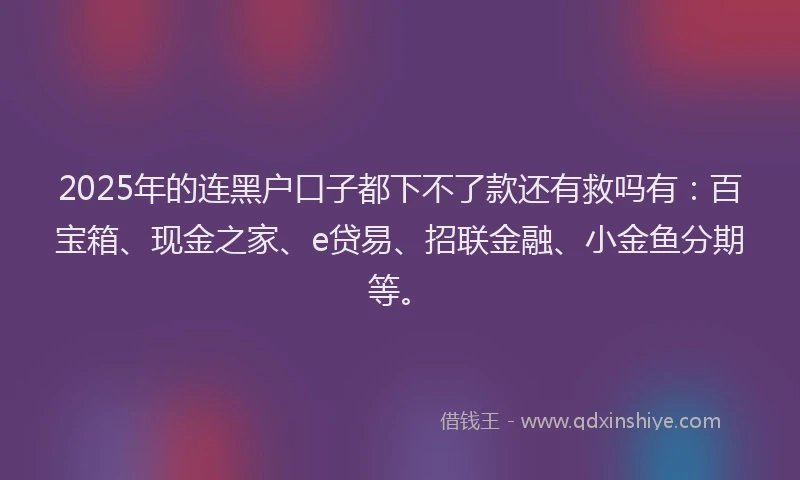 2025年的连黑户口子都下不了款还有救吗有：百宝箱、现金之家、e贷易、招联金融、小金鱼分期等。