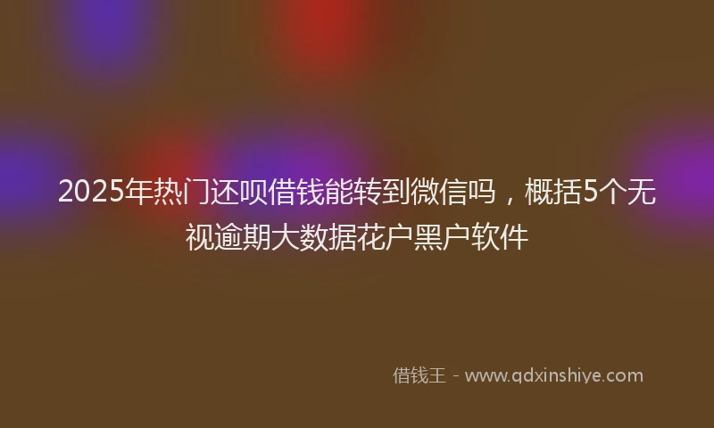 2025年热门还呗借钱能转到微信吗，概括5个无视逾期大数据花户黑户软件
