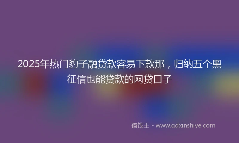 2025年热门豹子融贷款容易下款那，归纳五个黑征信也能贷款的网贷口子