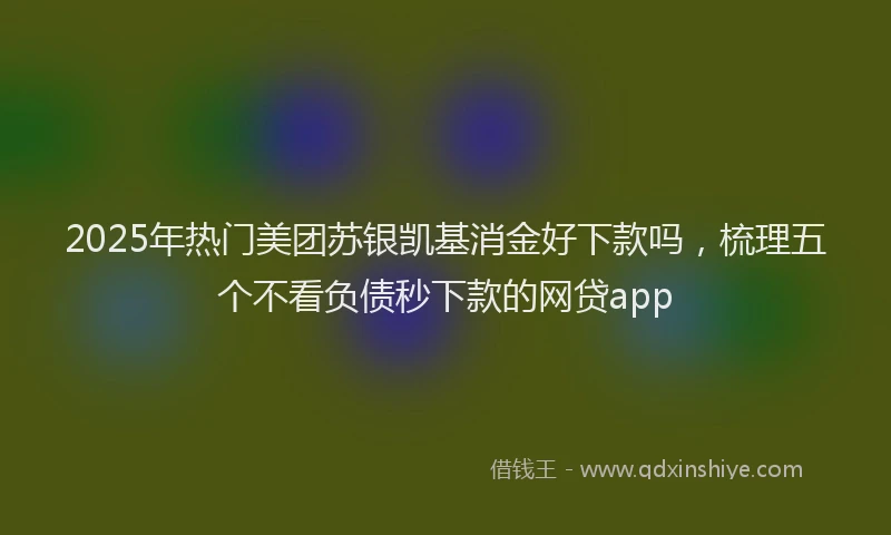 2025年热门美团苏银凯基消金好下款吗，梳理五个不看负债秒下款的网贷app