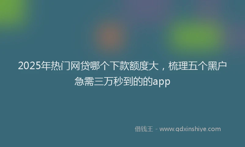 2025年热门网贷哪个下款额度大，梳理五个黑户急需三万秒到的的app