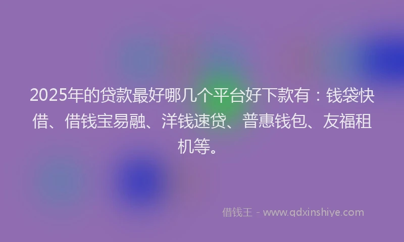 2025年的贷款最好哪几个平台好下款有：钱袋快借、借钱宝易融、洋钱速贷、普惠钱包、友福租机等。