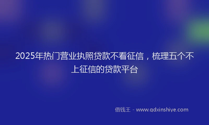 2025年热门营业执照贷款不看征信，梳理五个不上征信的贷款平台