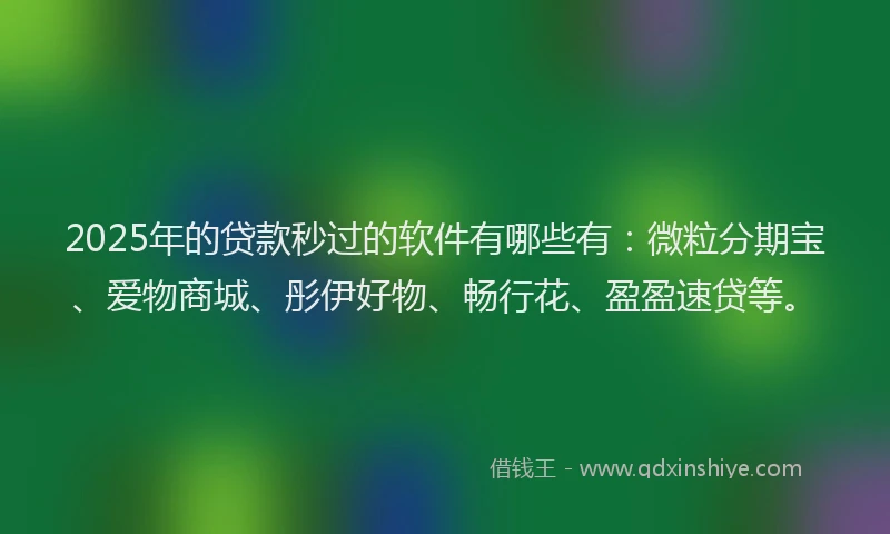 2025年的贷款秒过的软件有哪些有：微粒分期宝、爱物商城、彤伊好物、畅行花、盈盈速贷等。
