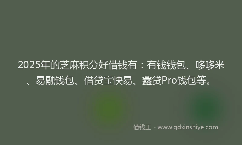 2025年的芝麻积分好借钱有：有钱钱包、哆哆米、易融钱包、借贷宝快易、鑫贷Pro钱包等。