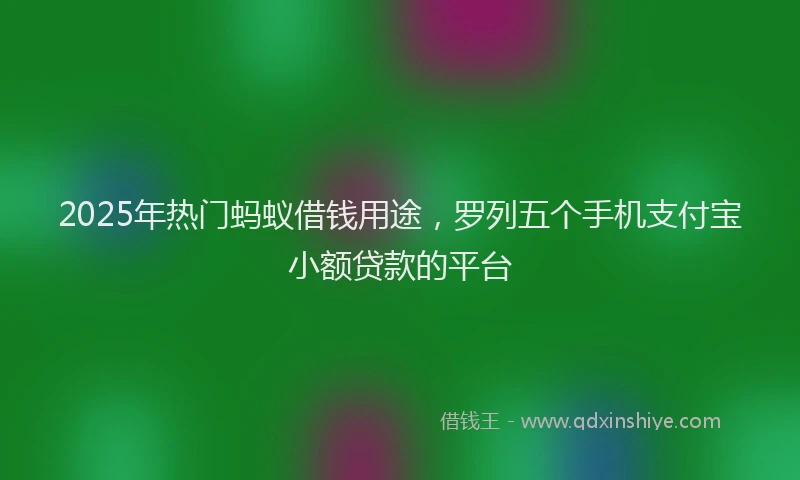 2025年热门蚂蚁借钱用途，罗列五个手机支付宝小额贷款的平台
