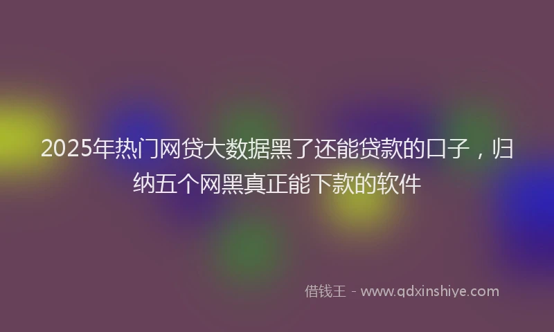 2025年热门网贷大数据黑了还能贷款的口子，归纳五个网黑真正能下款的软件