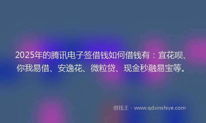 2025年的腾讯电子签借钱如何借钱有：宜花呗、你我易借、安逸花、微粒贷、现金秒融易宝等。