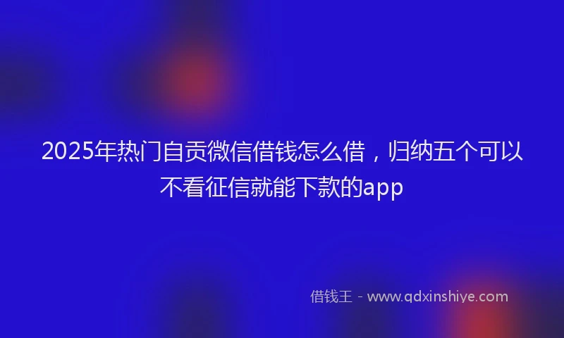 2025年热门自贡微信借钱怎么借，归纳五个可以不看征信就能下款的app