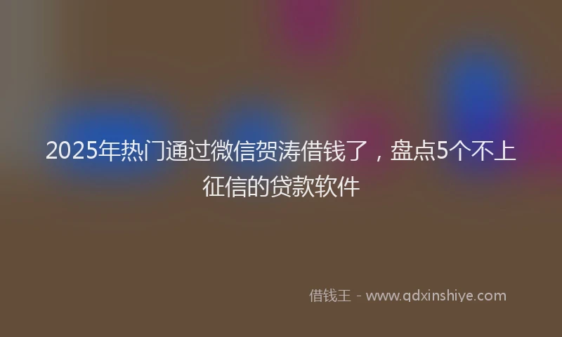 2025年热门通过微信贺涛借钱了，盘点5个不上征信的贷款软件